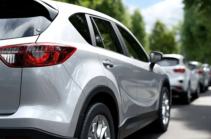 A white SUV in traffic